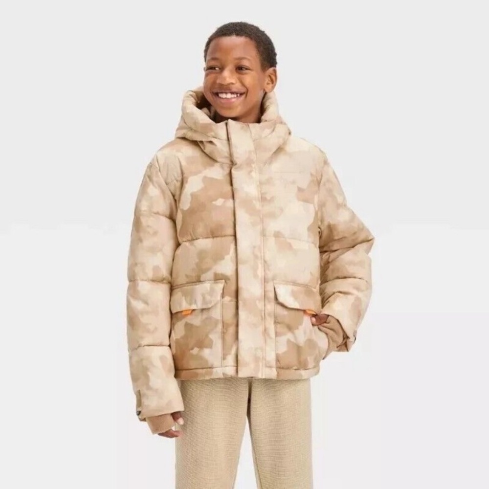 All in Motion Boys' Puffer Jacket - Tan Size M (8)